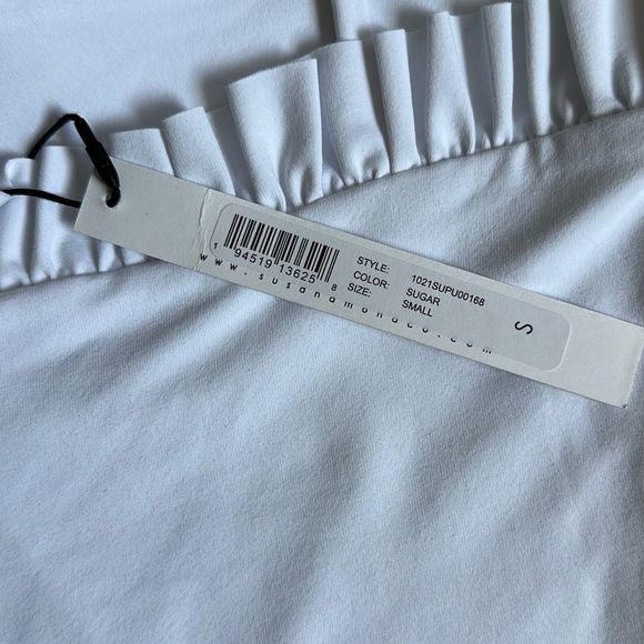 Susana Monaco Ruffle String Bodysuit in Sugar Size S - Picture 5 of 7